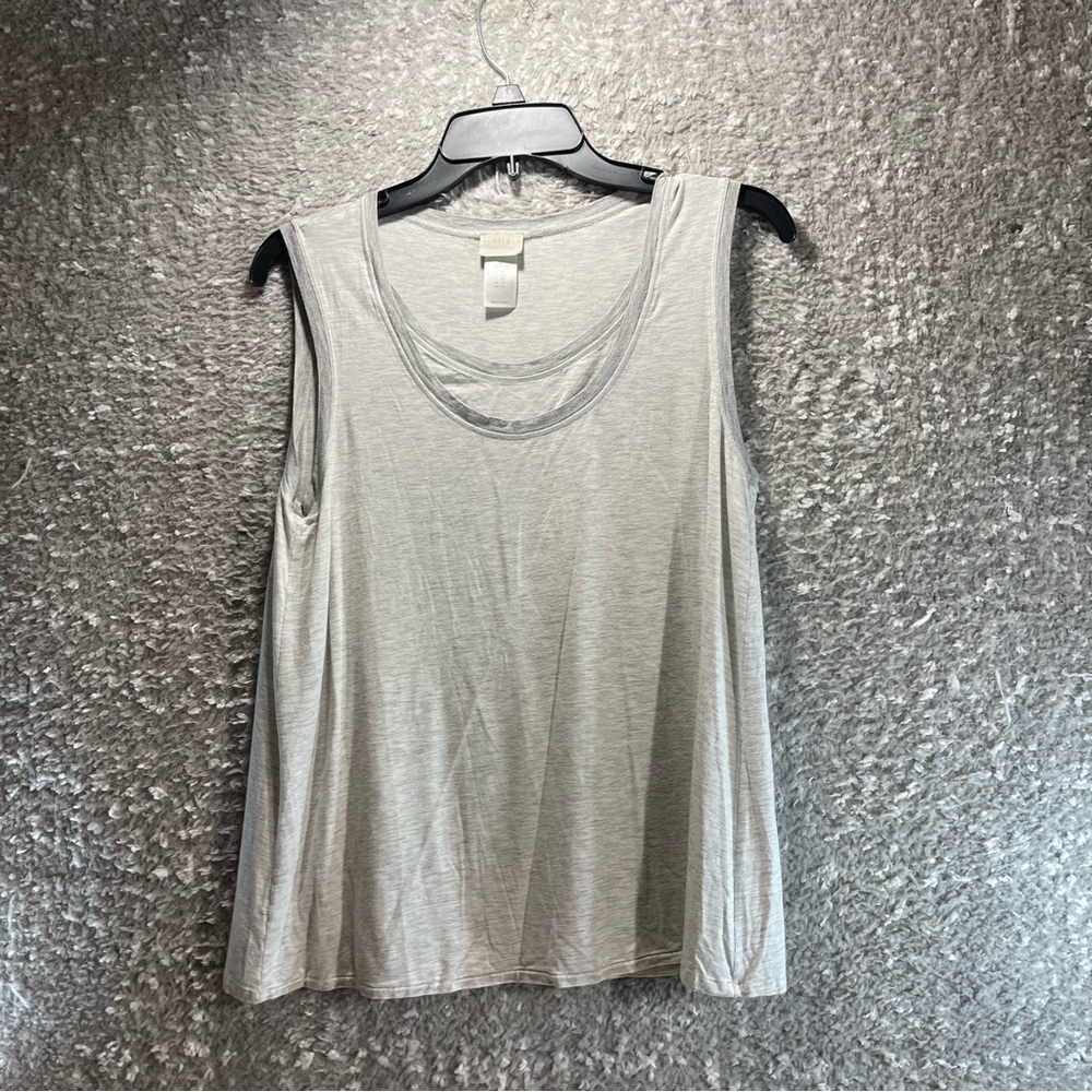 Hanro of‎ Switzerland Tank Top Gray Viscose Round Neck Preppy Casual Medium